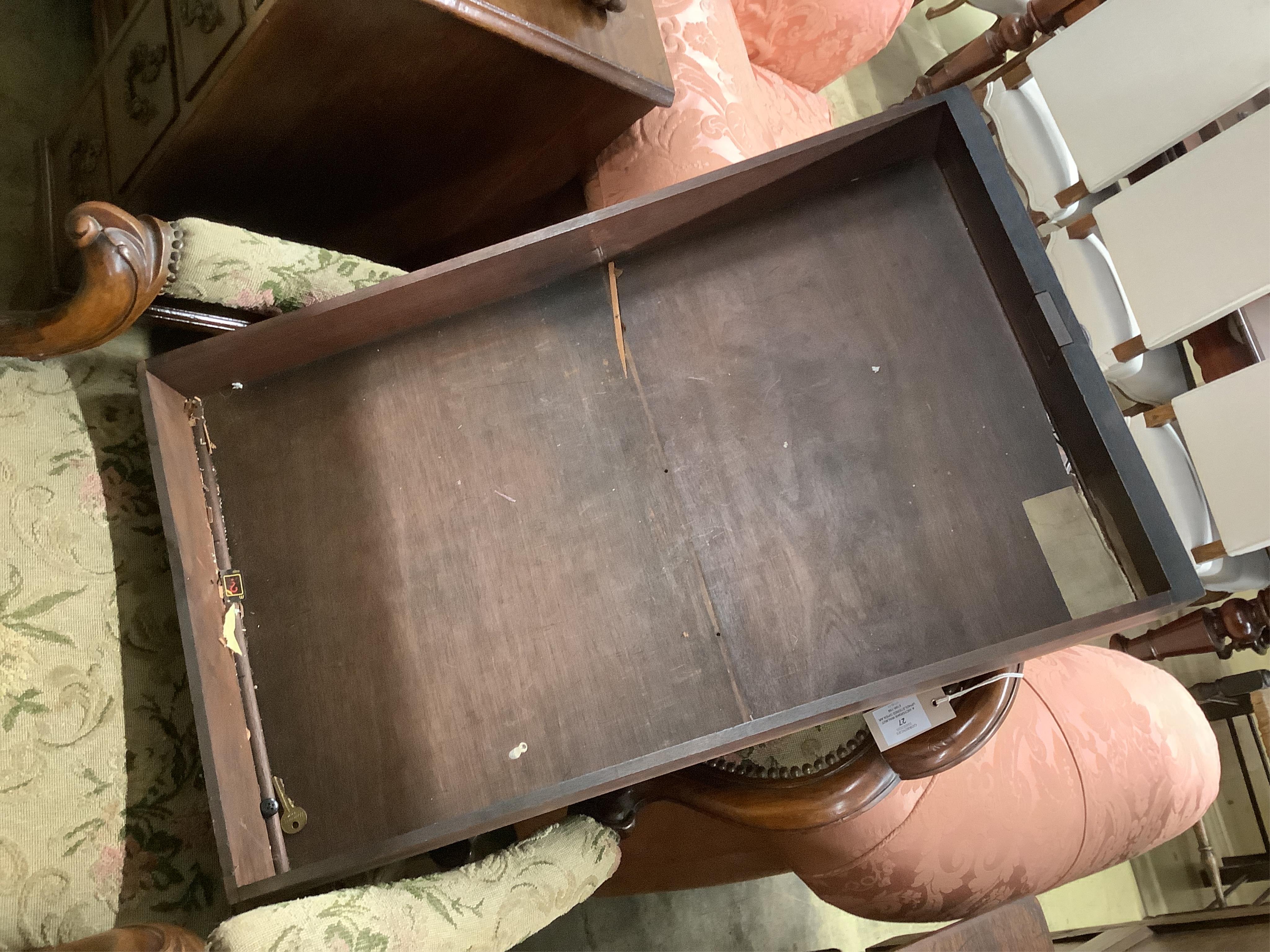 A Victorian writing table from The Royal College of Surgeons, width 168cm, depth 89cm, height 75cm. Condition - fair